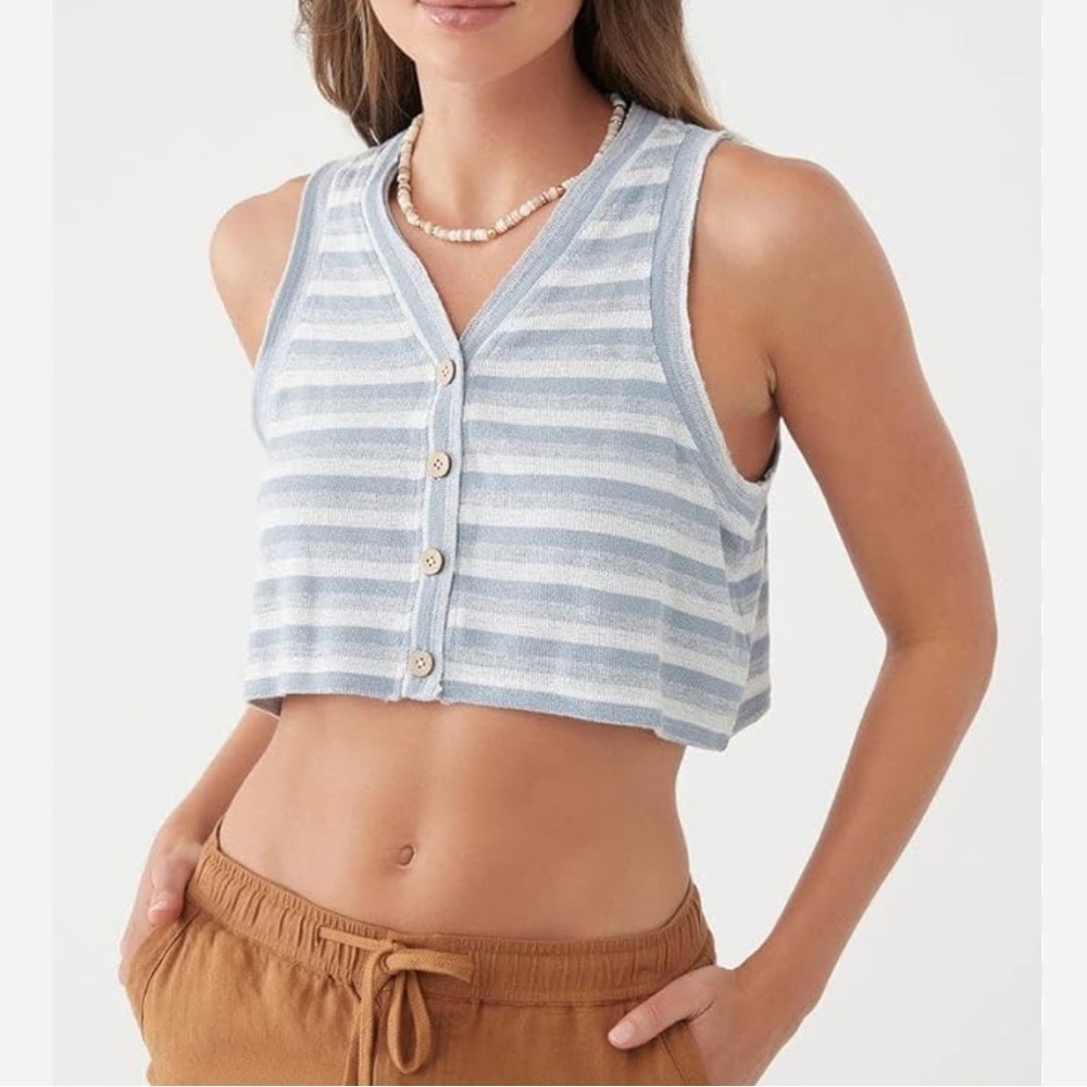 O'NEILL Women's Knit Button Front Crop Tank Top
